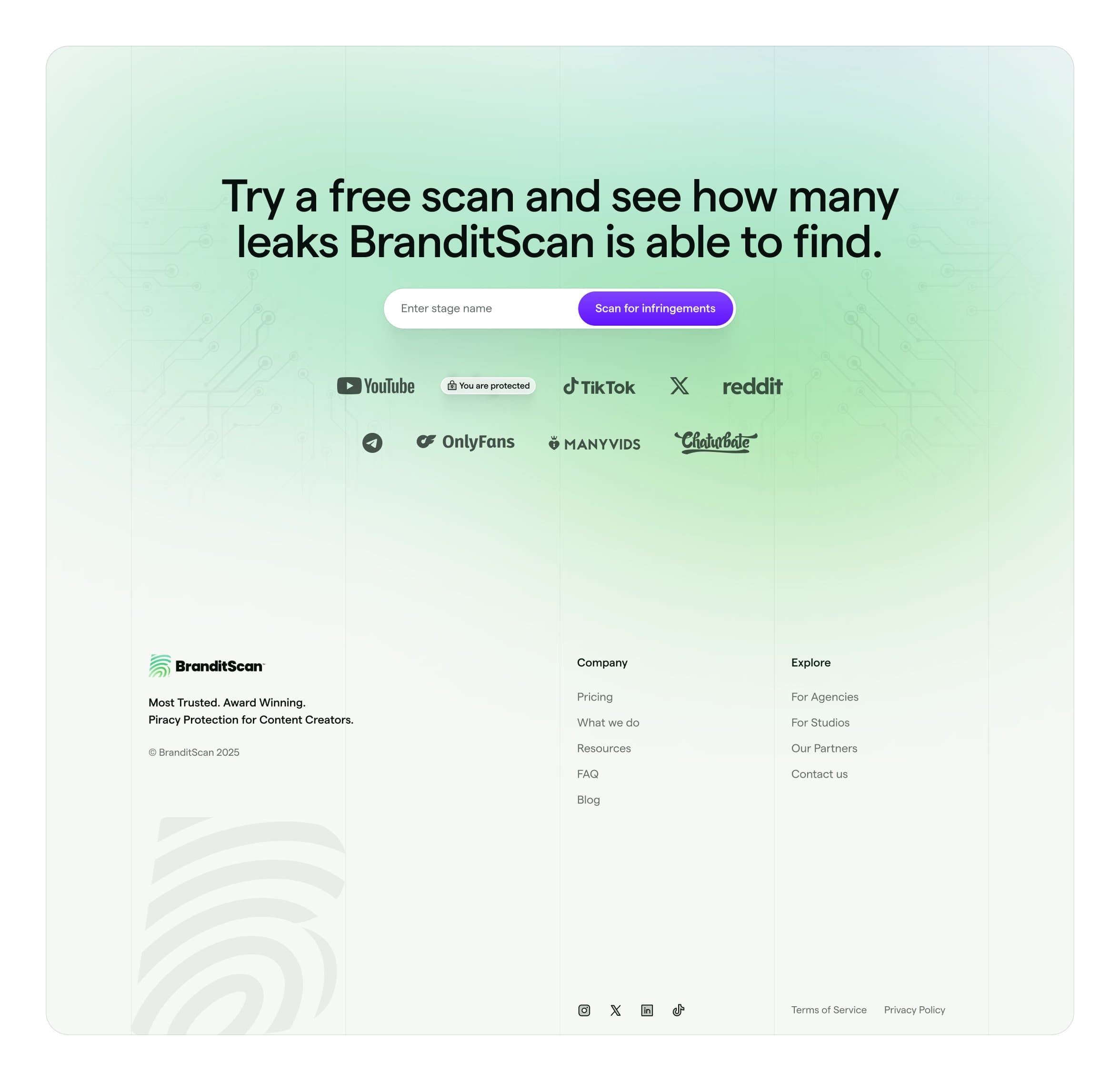 CTA + Footer for Branditscan ⚡️
