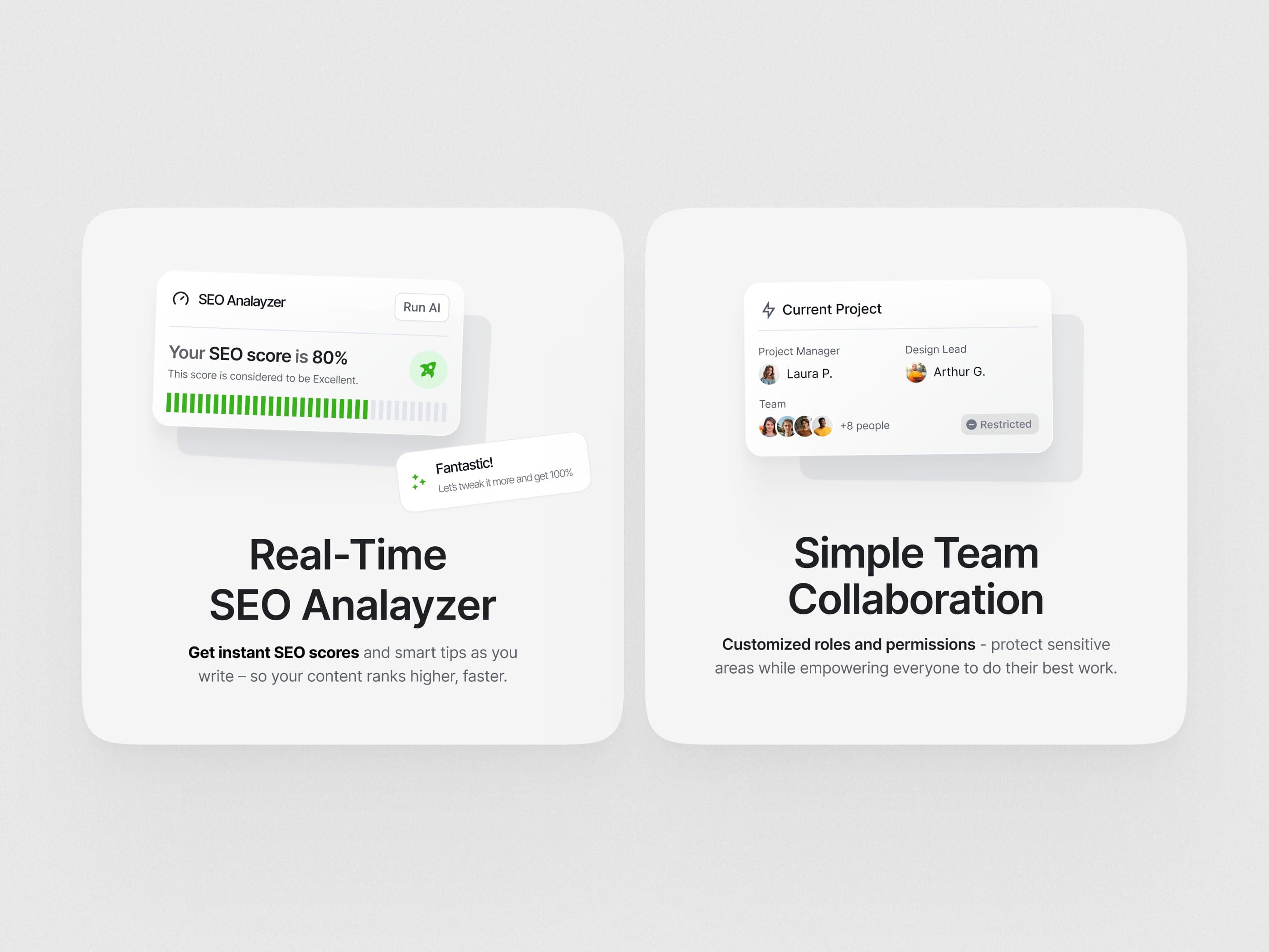 Features cards from DropinBlog website 📌